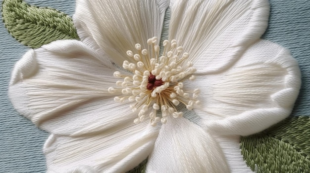 Ręcznie haftowana tkanina z motywem kwiatowym